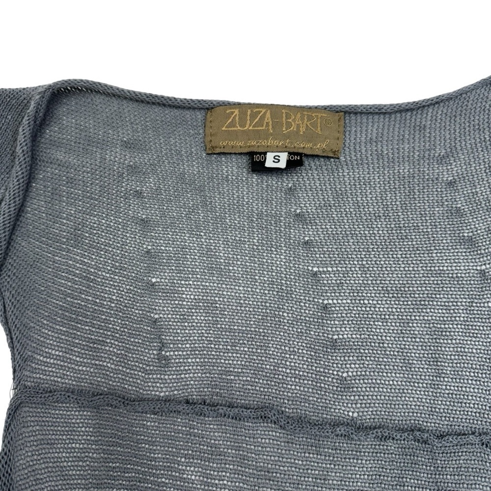 Zuza-Bart Grey Open Weave Waterfall 100% Cotton Cardigan Vest Size S - Picture 7 of 7